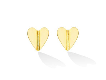 Yellow Gold Wings of Love Medium Folded Heart Studs