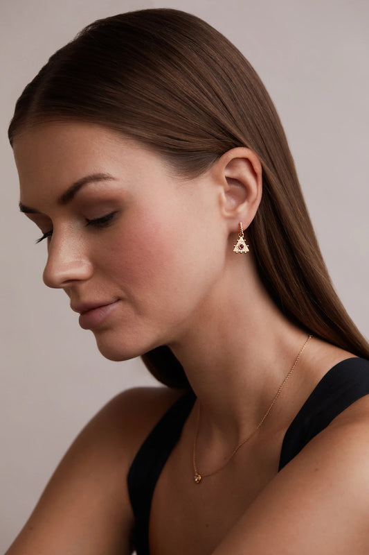 Triangle Evil Eye Charm Hoops