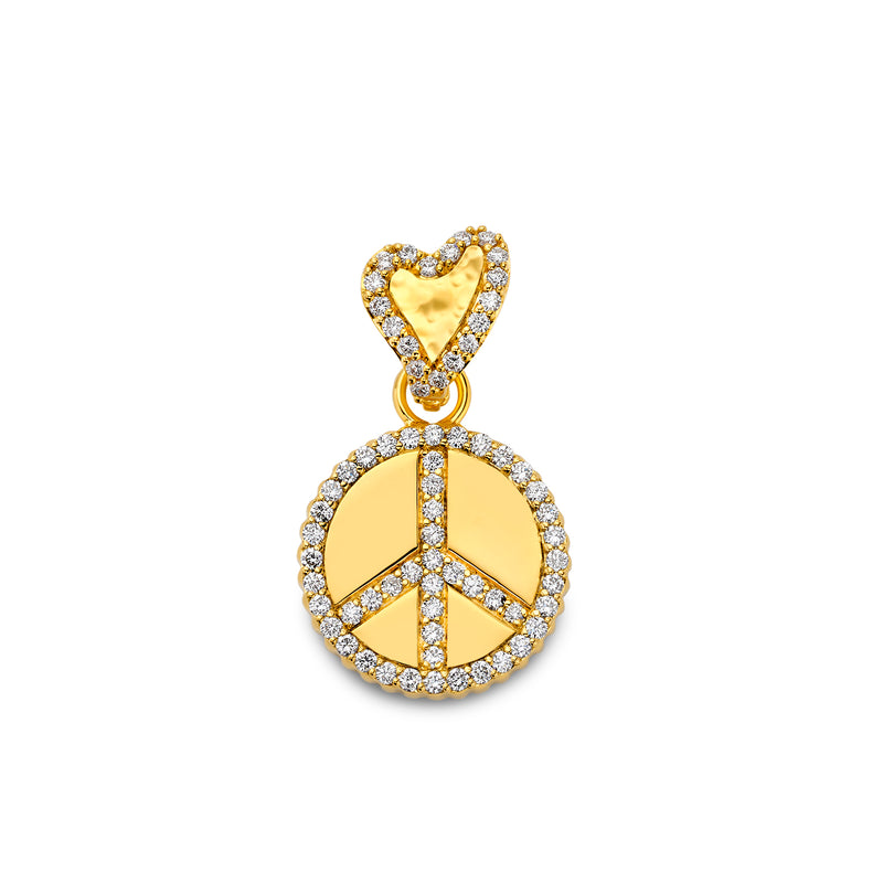 Peace Sign Pendant with Hammered Heart Enhancer