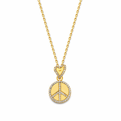 Peace Sign Pendant with Hammered Heart Enhancer