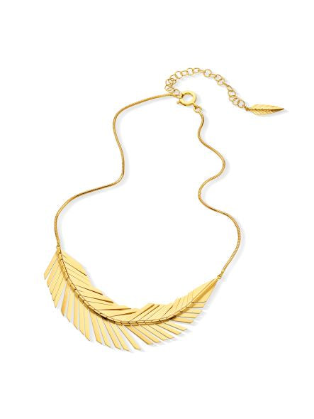 Large Gold Feather Necklace