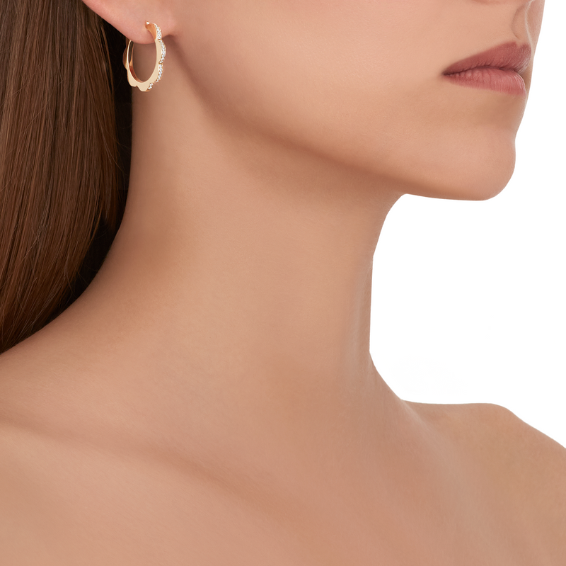 Medium Diamond Triplet Hoop Earrings