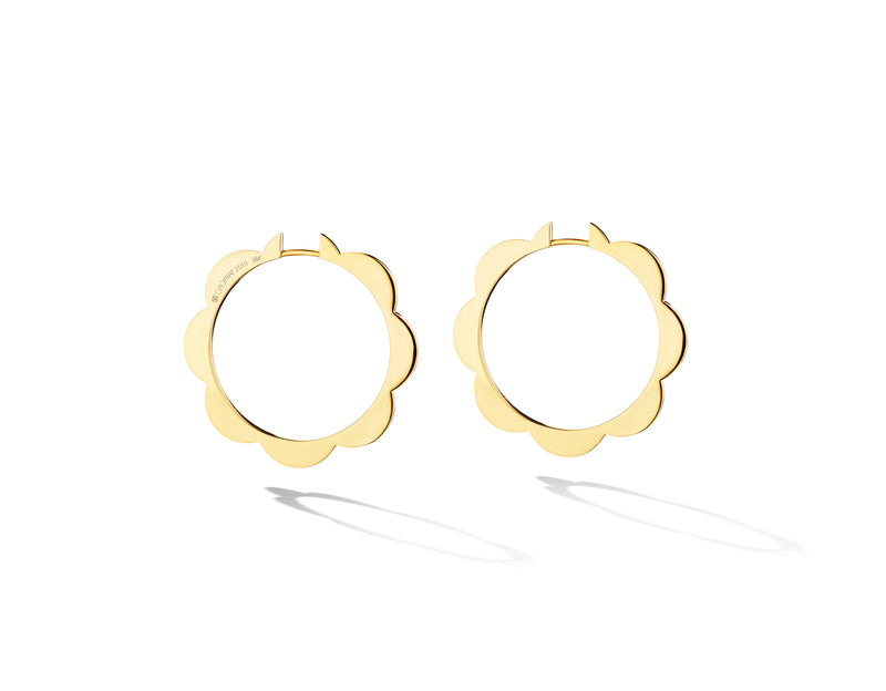 Large Triplet Hoop Earrings, All Gold