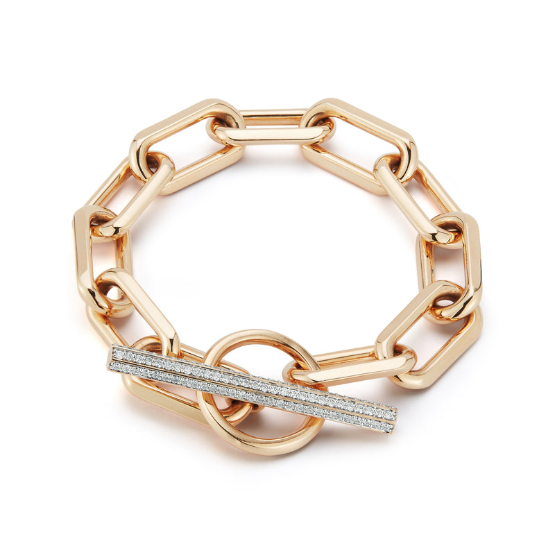 Saxon 18K Rose Gold and Diamond Jumbo Chain Link Toggle Bracelet
