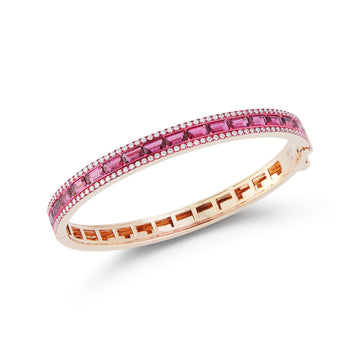 Graffiti Rubellite Origami Bangle (Pink Rhodium)