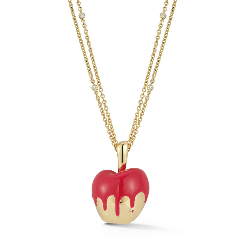 Large Cherry Necklace with Enamel