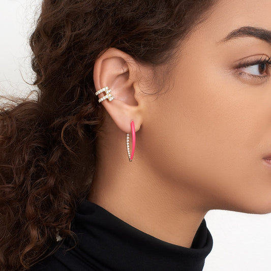 Cristina Earring Medium (Neon Pink Enamel)
