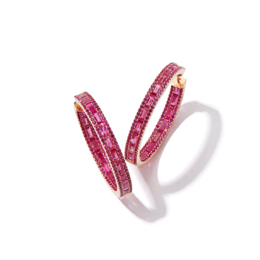 Hot Pink Sapphire Origami Hoops