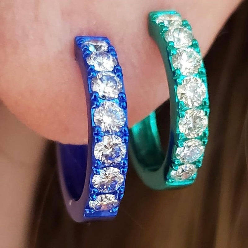 Diamond Huggies with Blue Rhodium