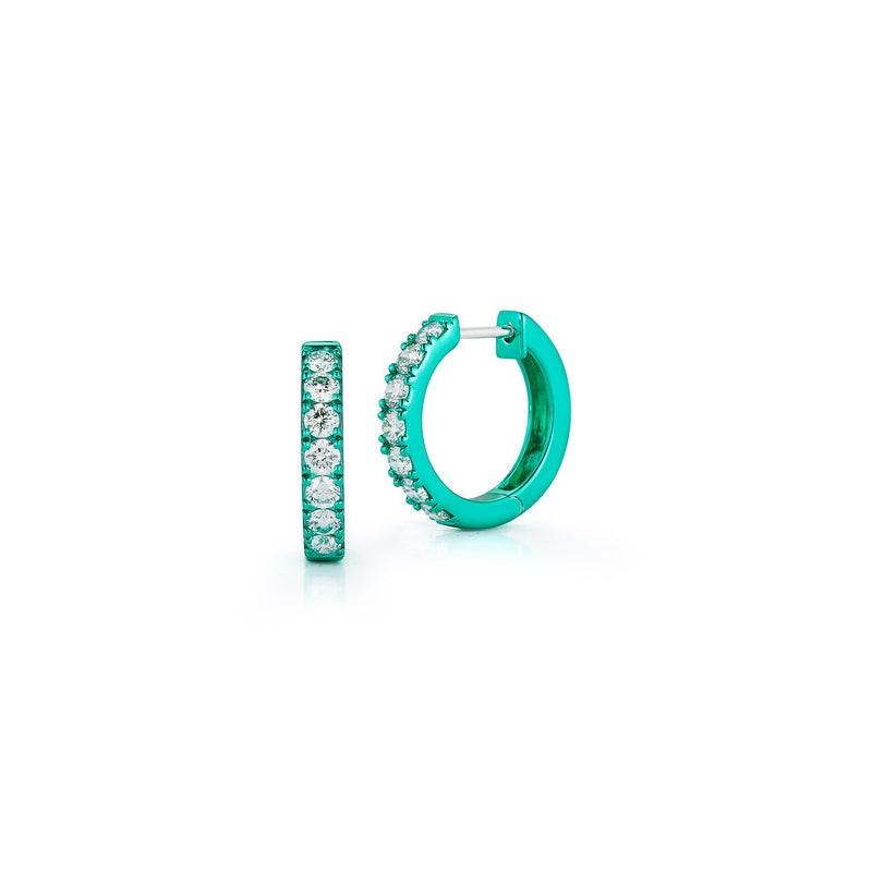 Diamond Huggies with Emerald Rhodium