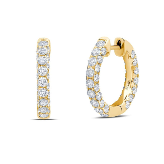 Diamond Three Sided Hoop Earrings