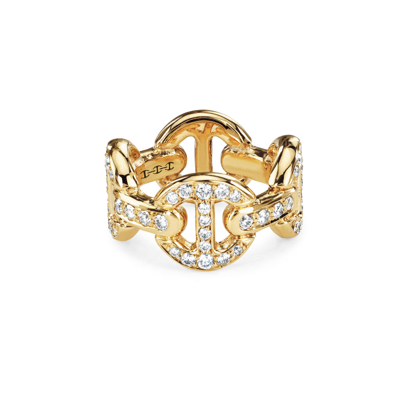 Quad Link Antiquated Ring in Yellow Gold