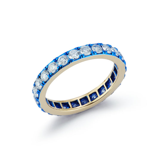 Diamond and Blue Rhodium Finish Band Ring