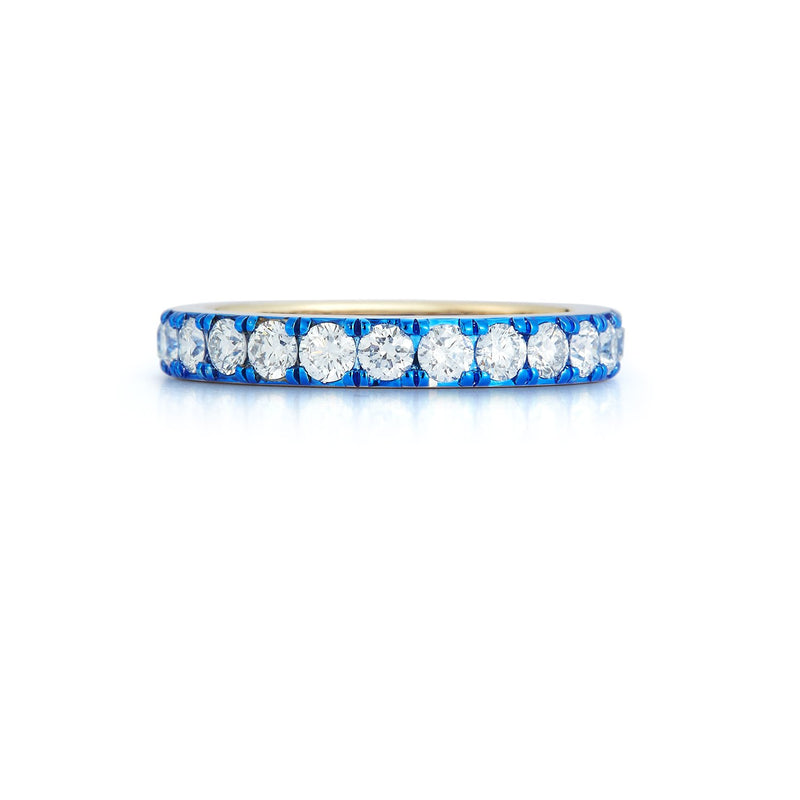Diamond and Blue Rhodium Finish Band Ring