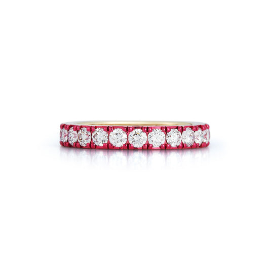 Diamond and Pink Rhodium Finish Band Ring