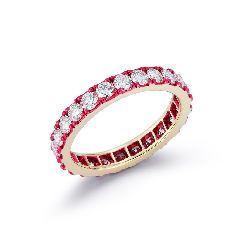 Diamond and Pink Rhodium Finish Band Ring