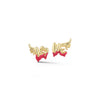 Winged "LOVE" Earrings with Pink Enamel