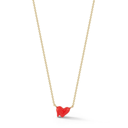 Hot Pink Dripping Heart Necklace