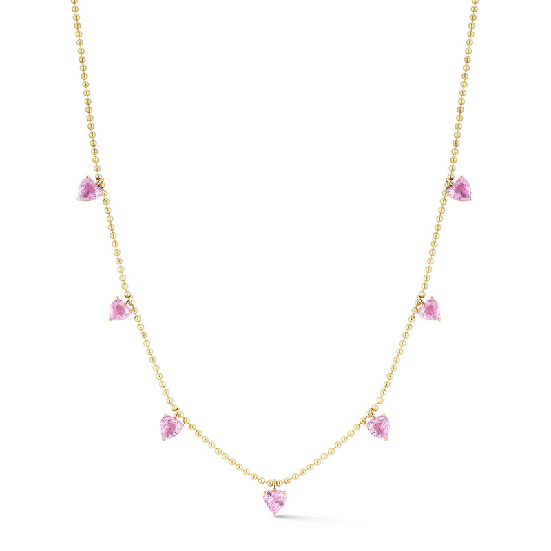 Pink Sapphire Floating Heart Necklace