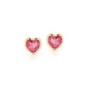 Pink Rubellite Heart Studs