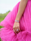 Diamond and Pink Rhodium Finish Band Ring