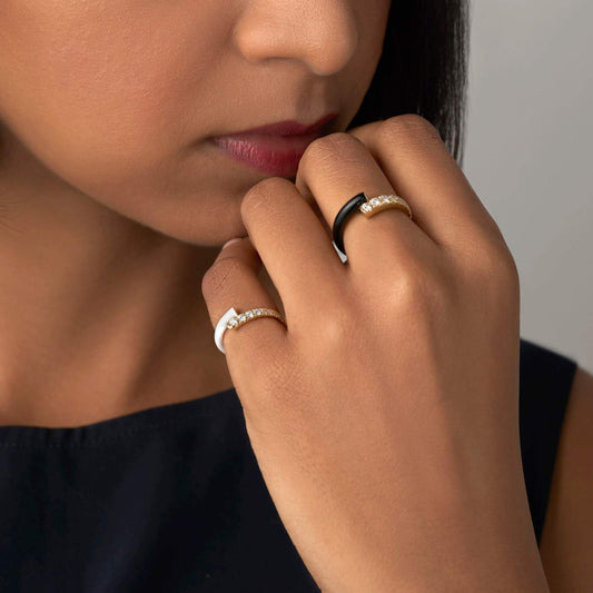 Lola Pinky Ring (White Enamel)