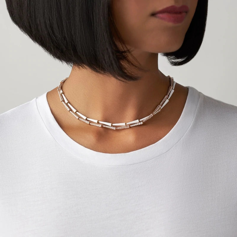 Lola Linked Necklace (White Enamel)