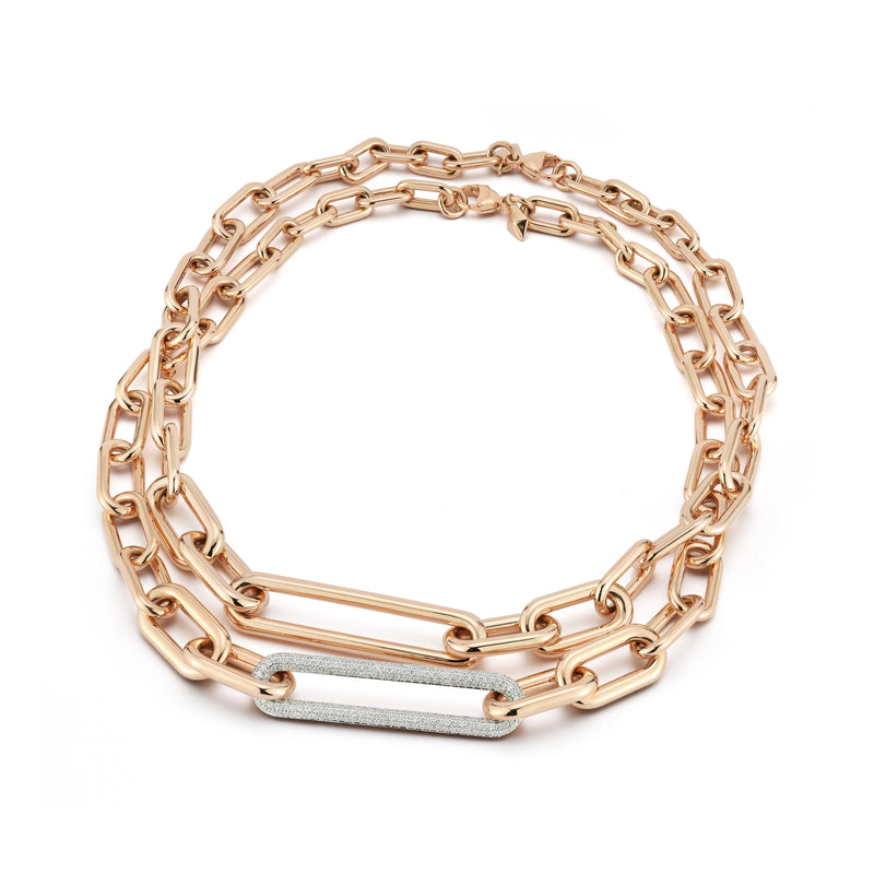 Morrell Graduating Chain Necklace with Extra Elongated Oval Diamond Link