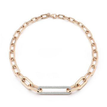 Morrell Graduating Chain Necklace with Extra Elongated Oval Diamond Link