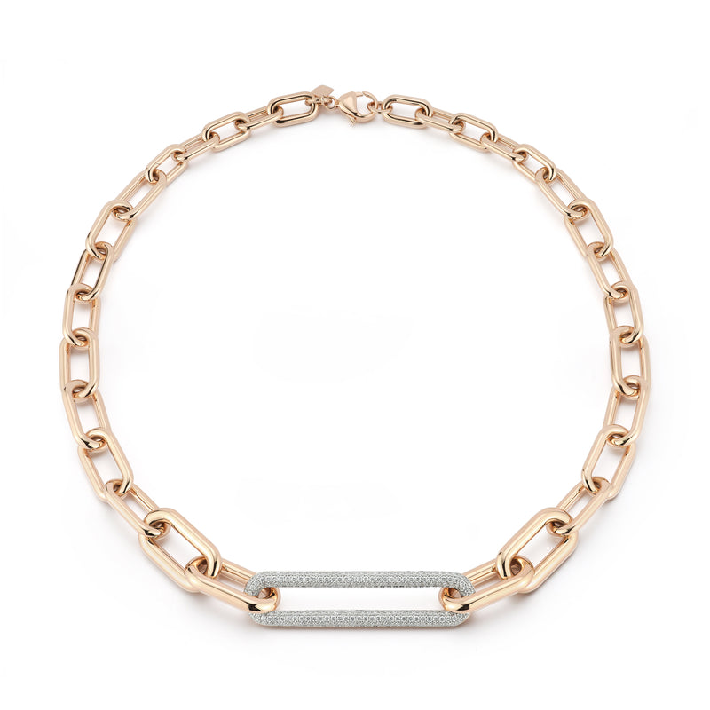 Morrell Graduating Chain Necklace with Extra Elongated Oval Diamond Link