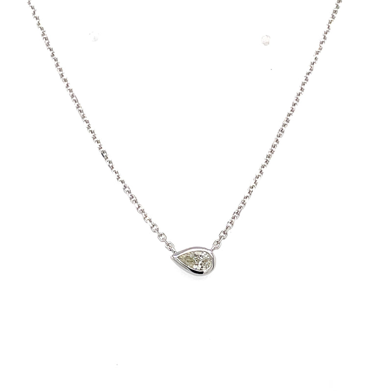 Pear Shaped Diamond Pendant (White Gold)