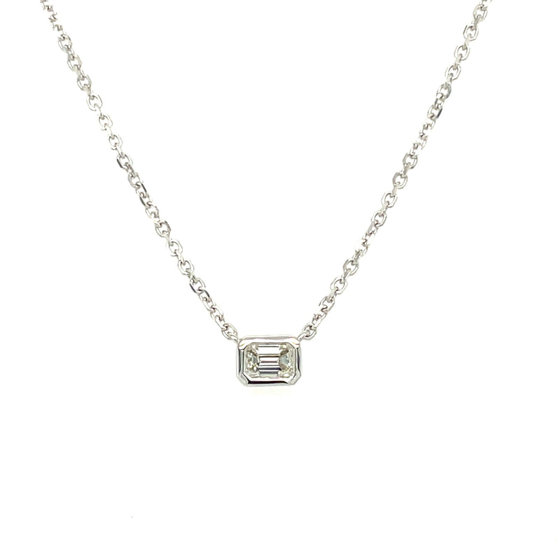 Emerald Cut Diamond Pendant (White Gold)