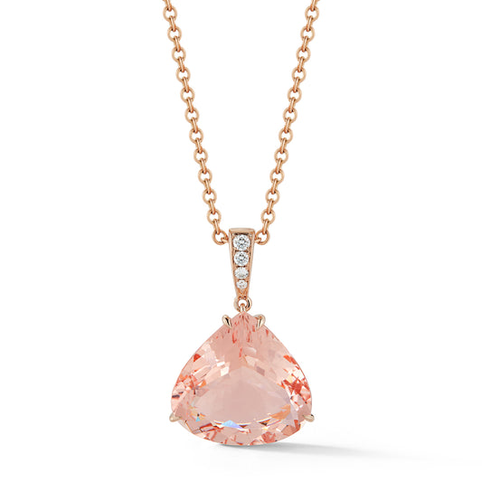 Heart Shaped Morganite Diagonal Pendant