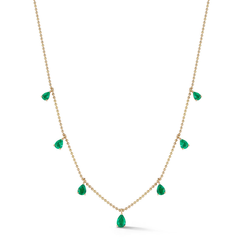 Pear Shape Emerald Floating Necklace