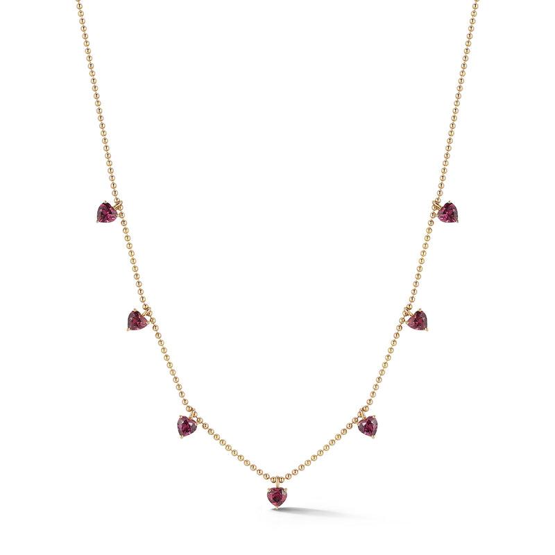 Rhodolite Garnet Floating Heart Necklace