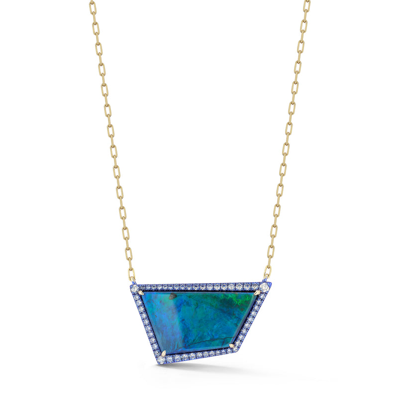 Trapezoid Opal Layering Necklace in Blue Rhodium