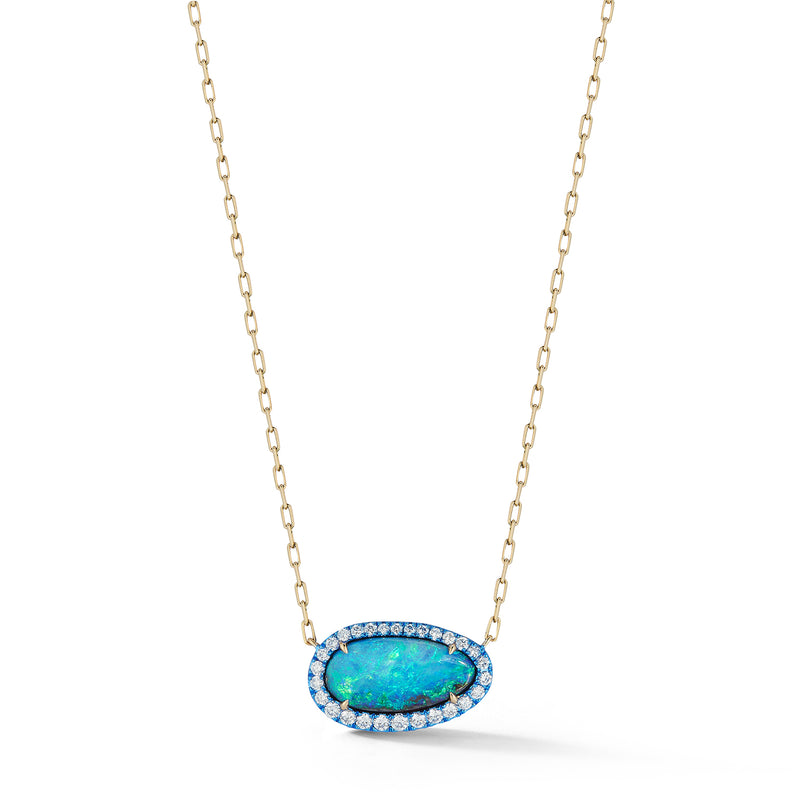4.64ct Oval Opal & Diamond Layering Necklace