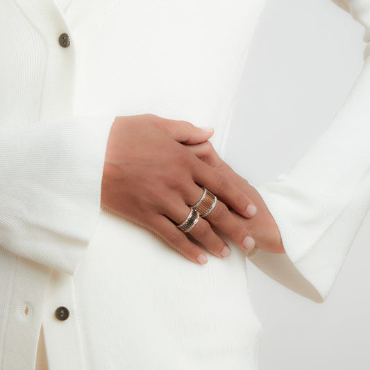 Clive Two Tone Diamond Fluted Band Ring
