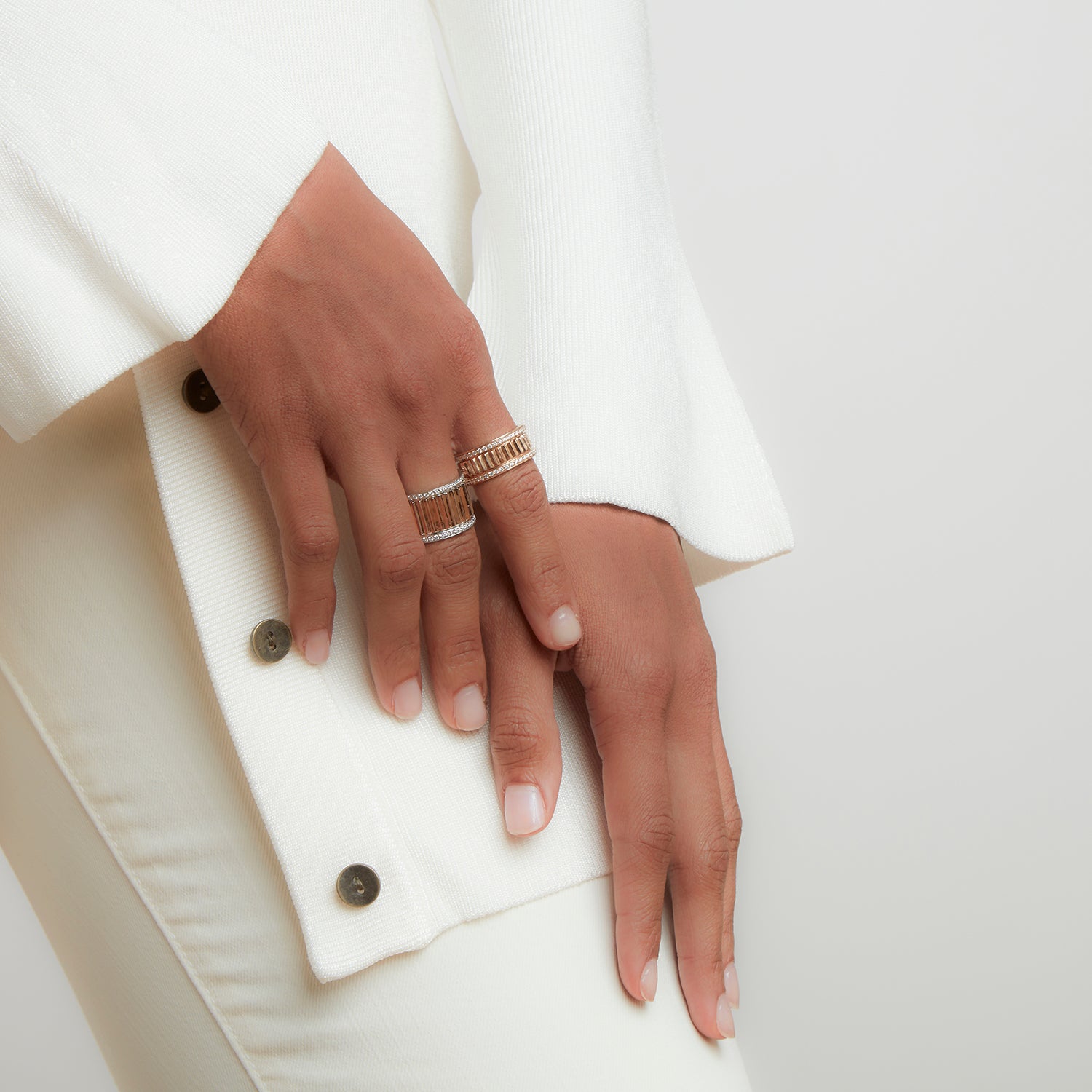 Clive Two Tone Diamond Fluted Band Ring