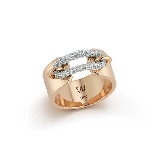 Morrell Diamond Elongated Oval Link Cuff Ring