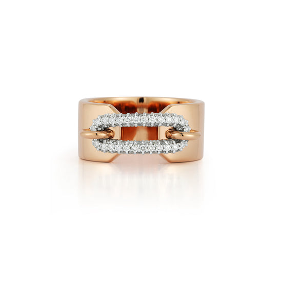 Morrell Diamond Elongated Oval Link Cuff Ring