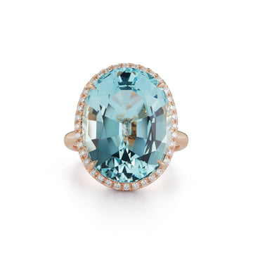 13.33ct Oval Aquamarine Cocktail Ring