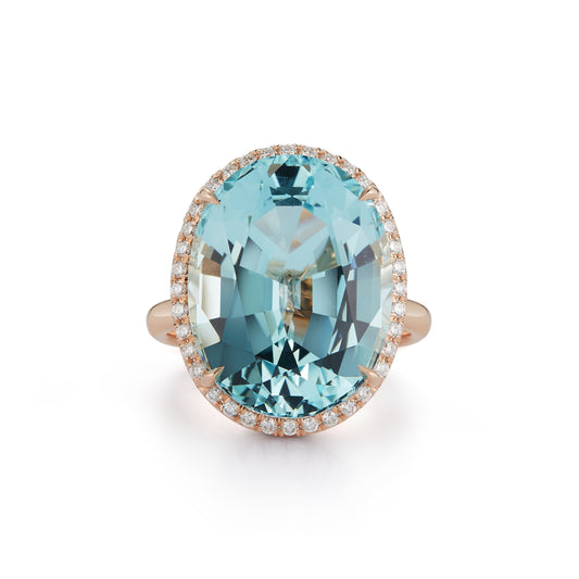 13.33ct Oval Aquamarine Cocktail Ring