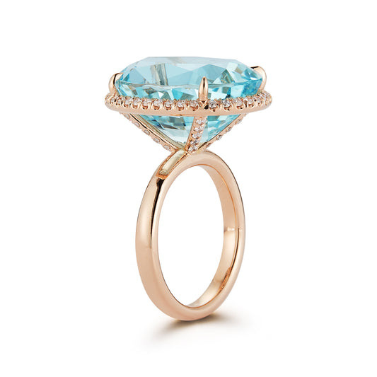 13.33ct Oval Aquamarine Cocktail Ring