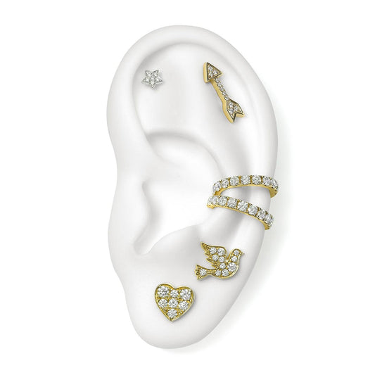 Baby Heart Studs with Diamonds