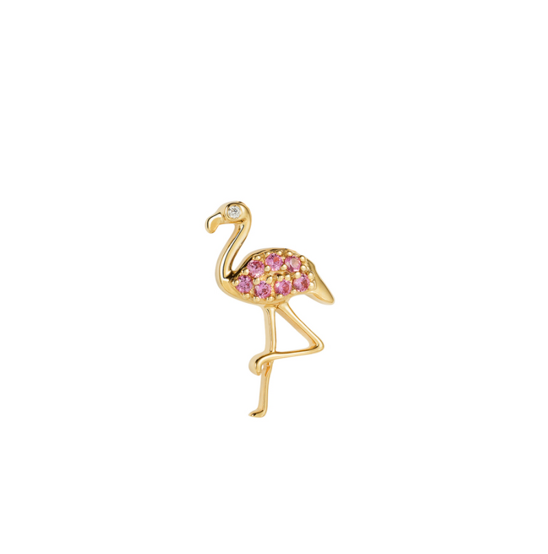Flamingo Stud Earring with Pink Sapphires