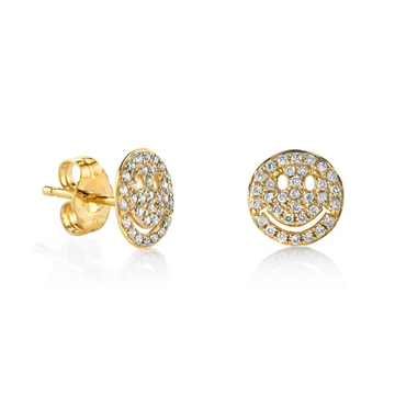 Pave Diamond Happy Face Studs