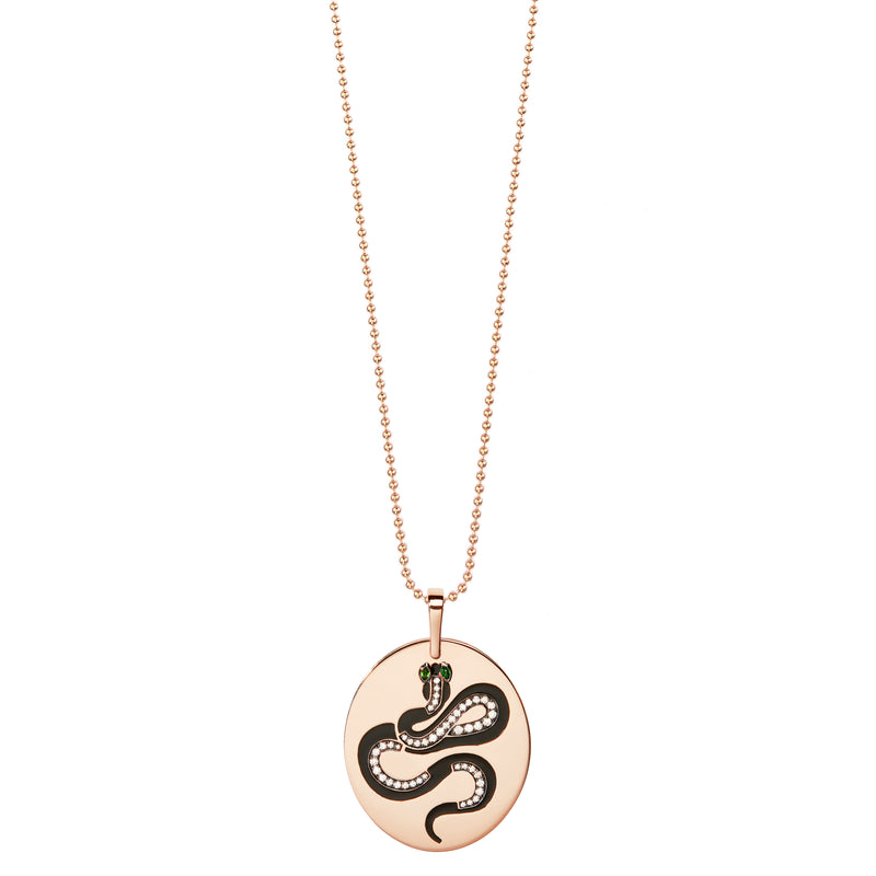Rose Gold Snake Pendant on ball chain