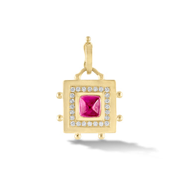 Square Evil Eye Charm (Rubellite)