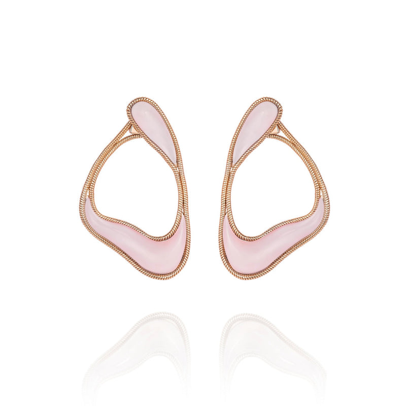 Pink Opal Stream Loop Earrings